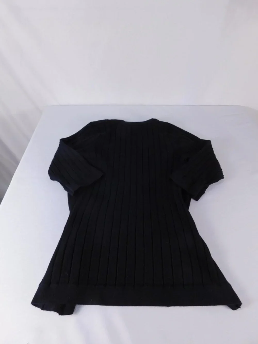 Ashley Stewart Sweater Womens 14/16 Black Wrap 3/4 Sleeve V Neck Buckle Knit